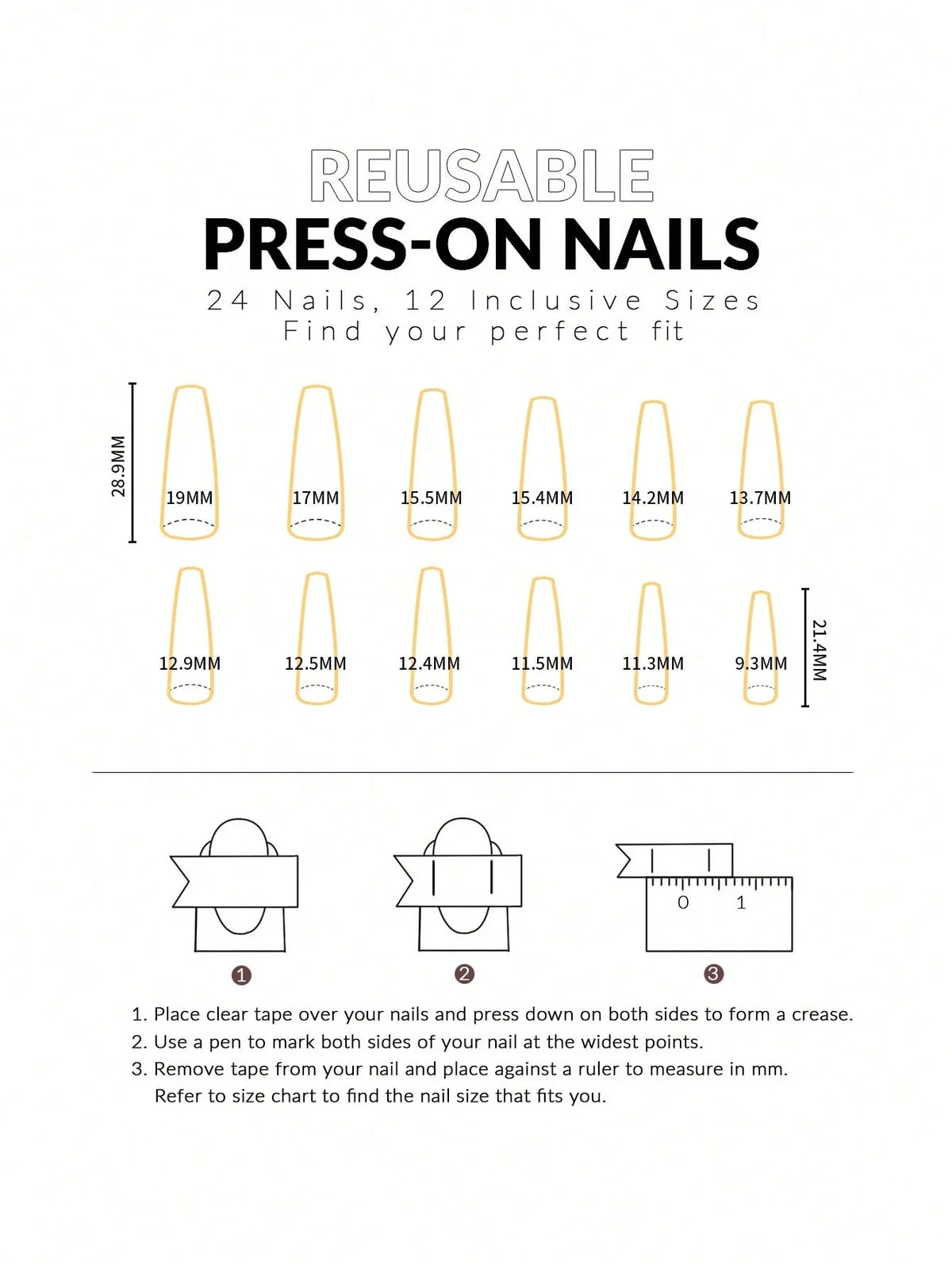 Crystal White - 24 Set Medium Square French Tip Press on Nails - GlamGrip Beauty