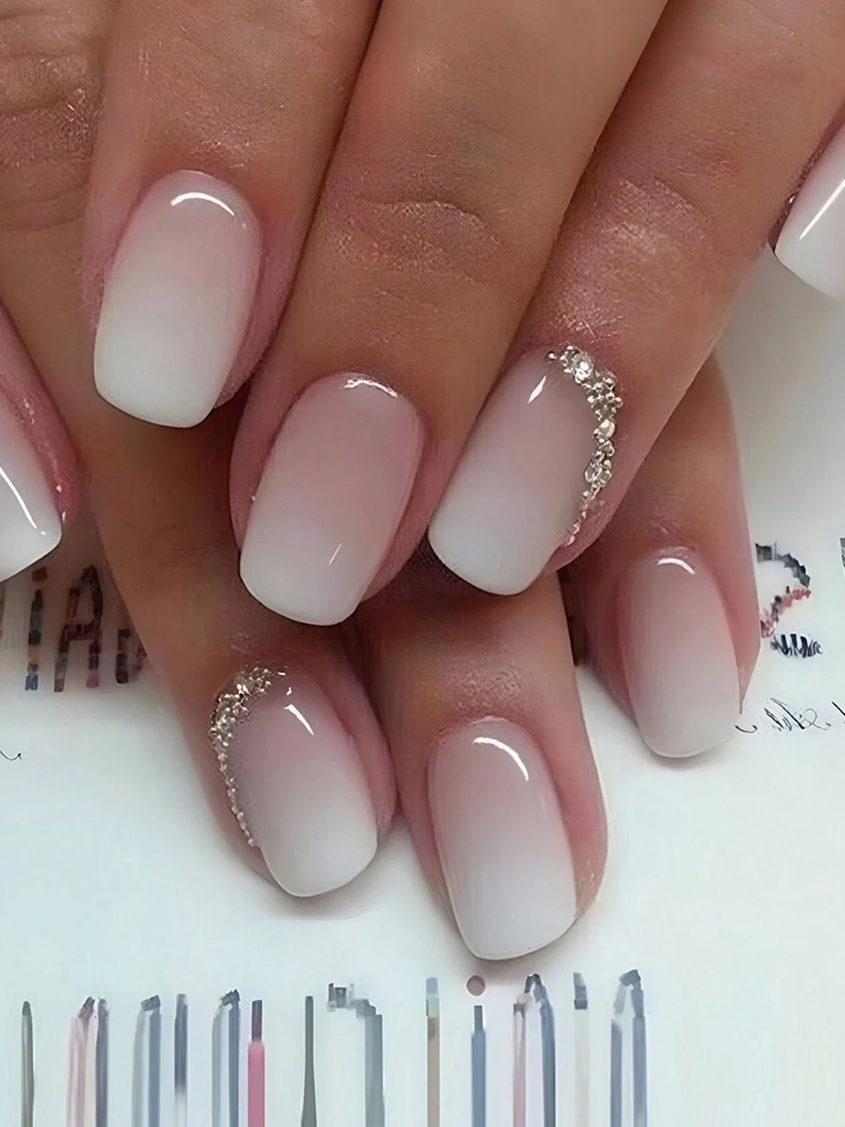 Long Square Press On Nails Set for Weddings - GlamGrip Beauty