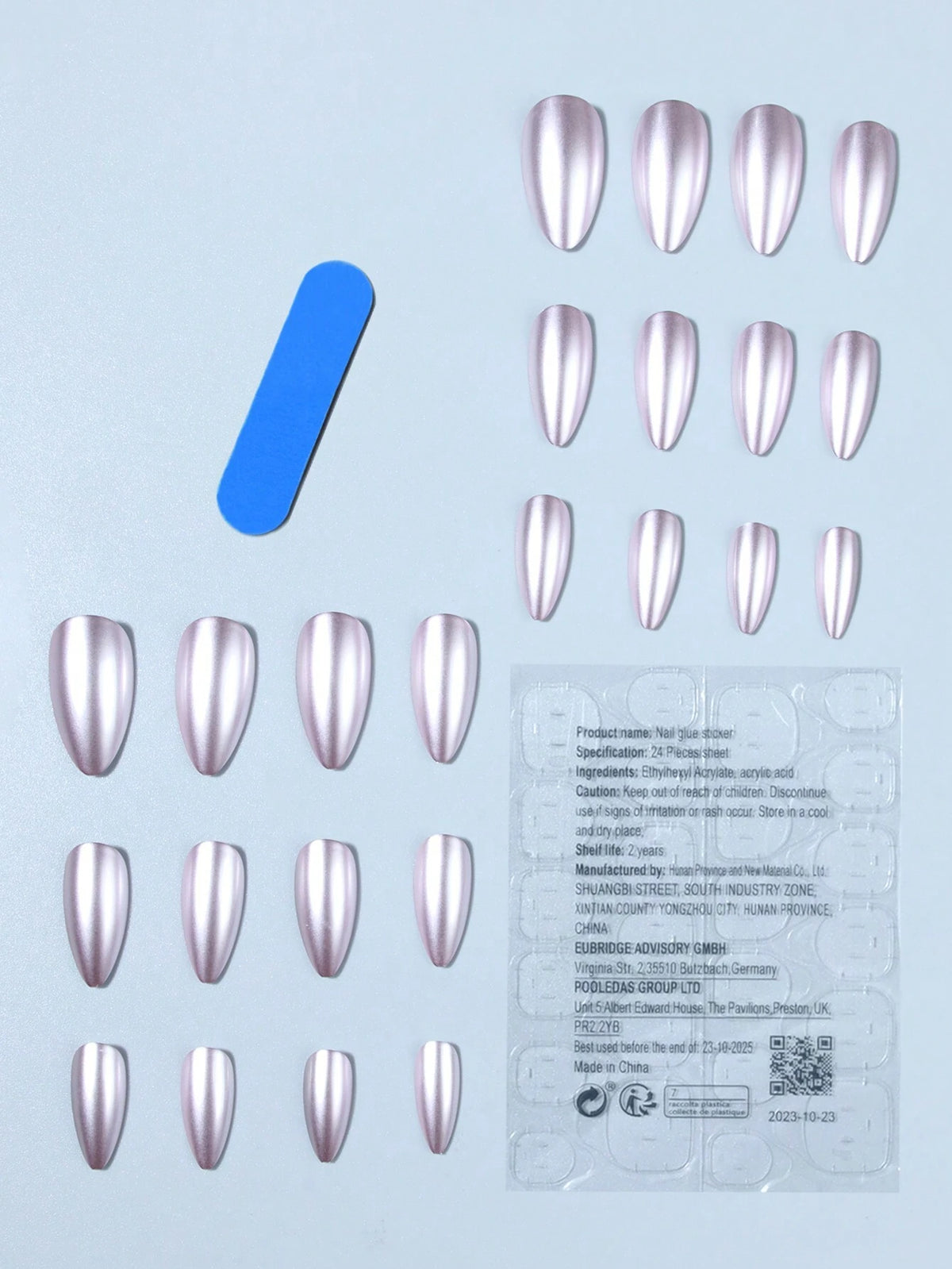 Crystal Glass - 24 PCS Medium Long Square Press on Nails - GlamGrip Beauty