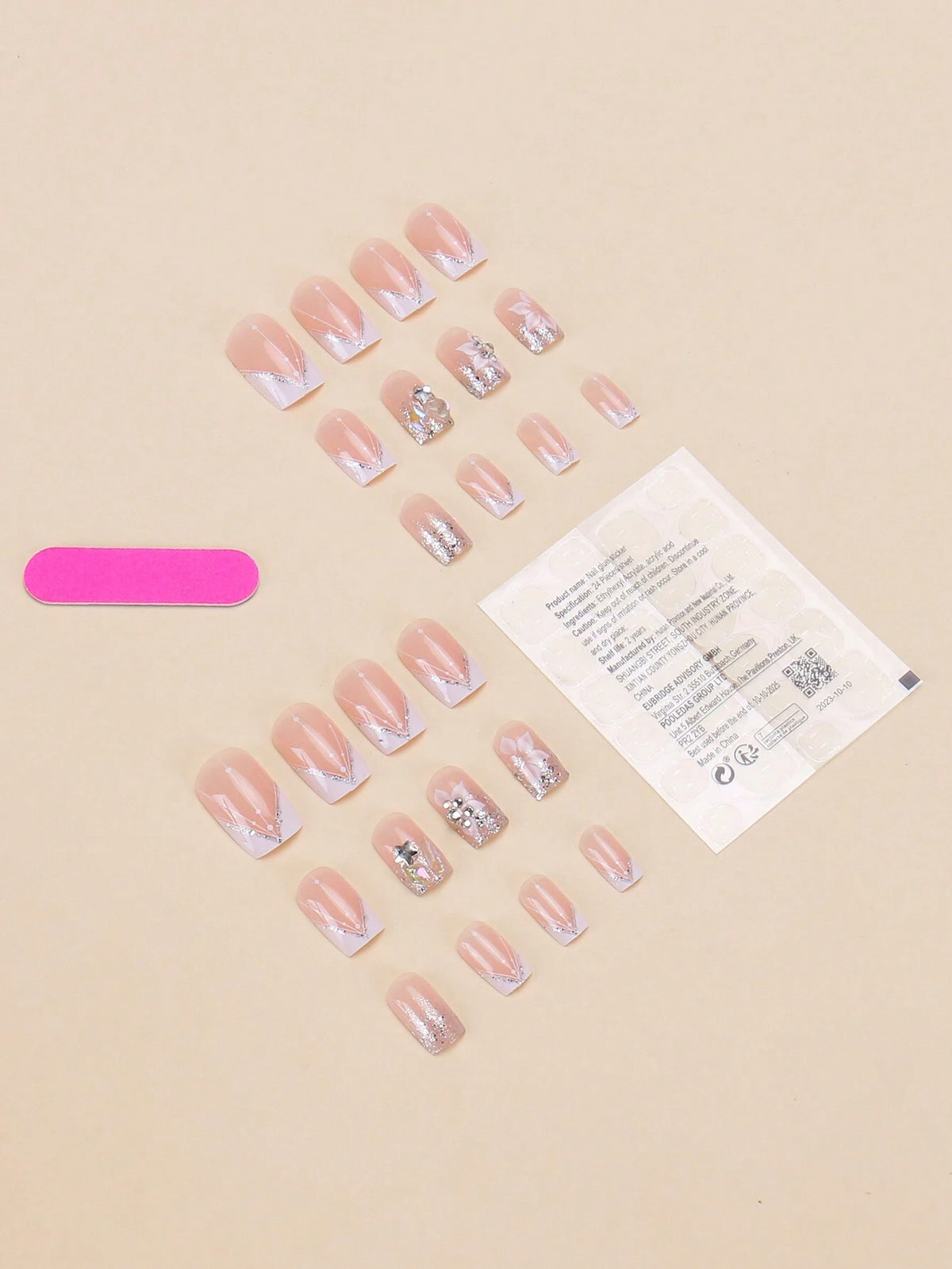 Petal & Pearl - 24 PCS Long Coffin Press on Nails - GlamGrip Beauty
