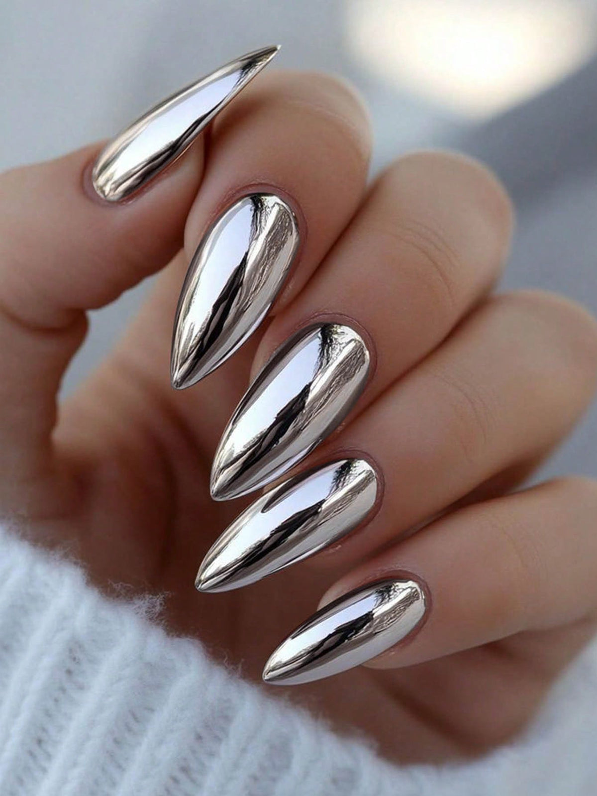 Crystal Glass - 24 PCS Medium Long Square Press on Nails - GlamGrip Beauty