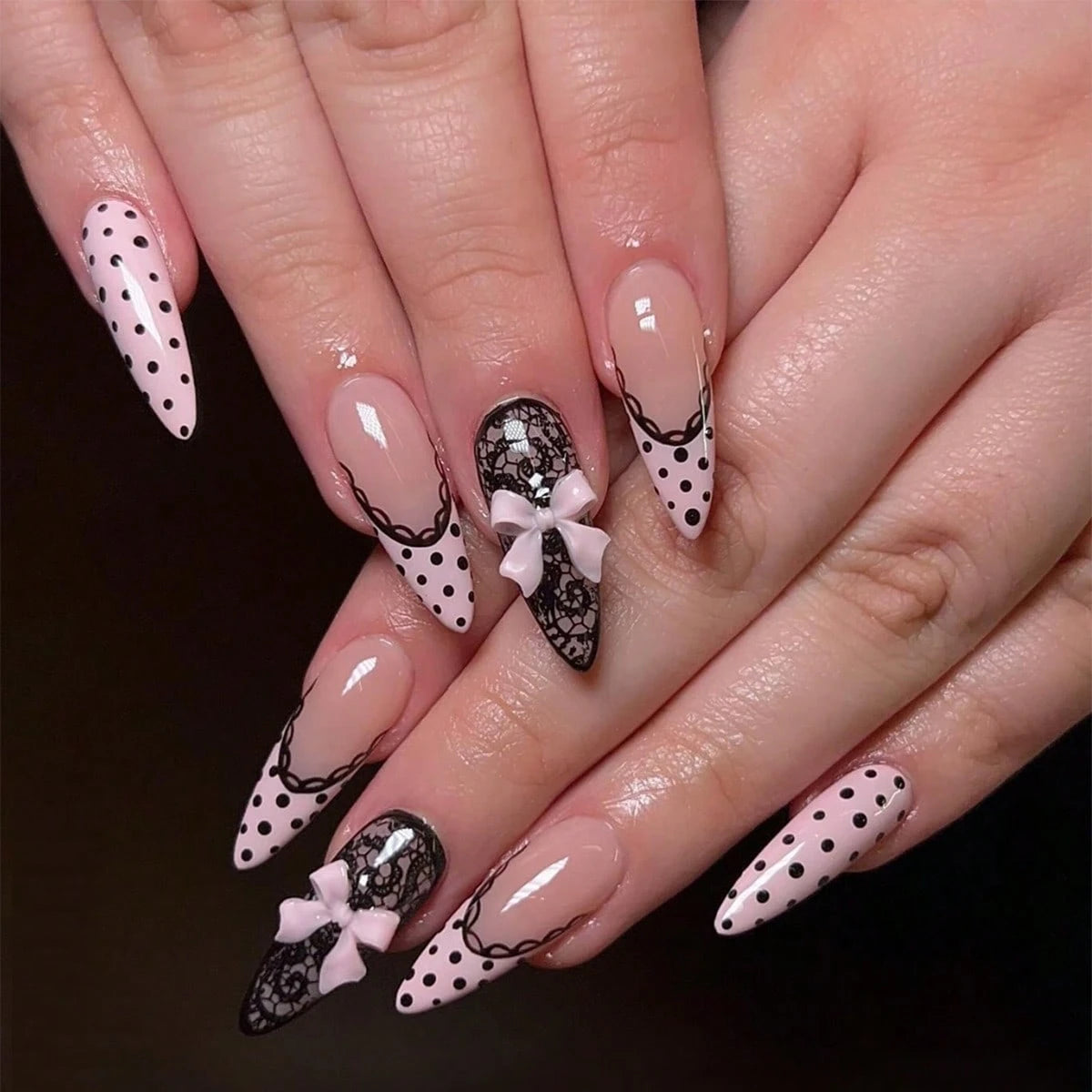 Girls Night - Long Almond Acrylic Press On Nails Set - GlamGrip Beauty