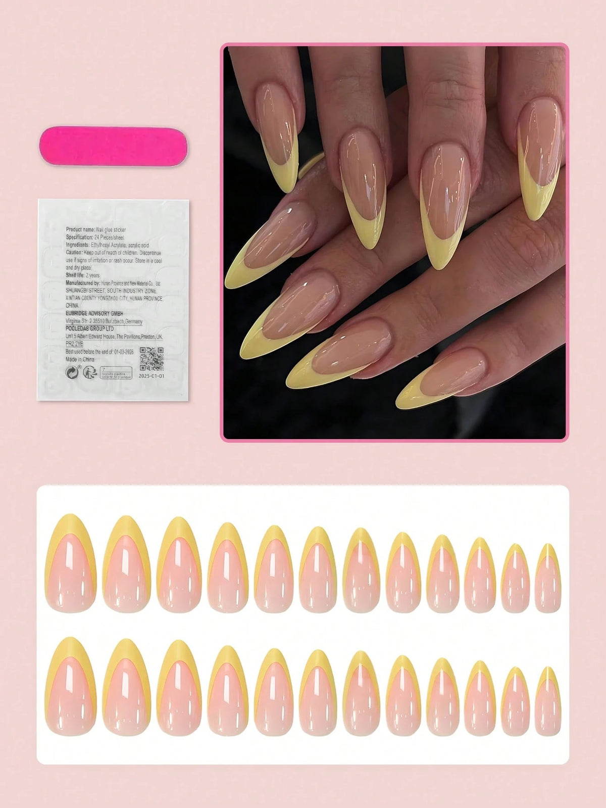 Sunbeam - 24 PCS Medium Almond Press on Nails - GlamGrip Beauty