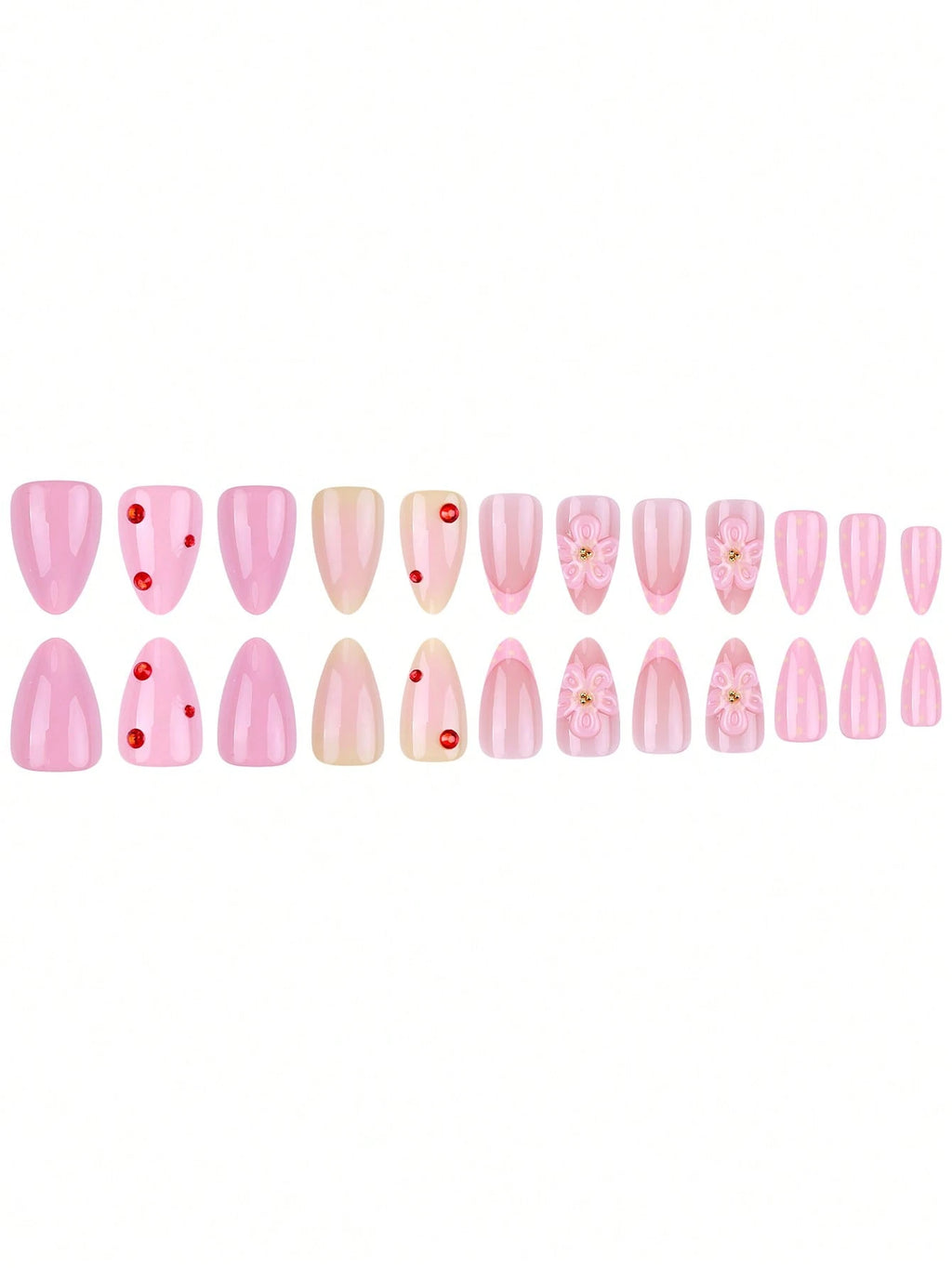 Rose Ombré - 24 PCS Medium Almond Press on Nails