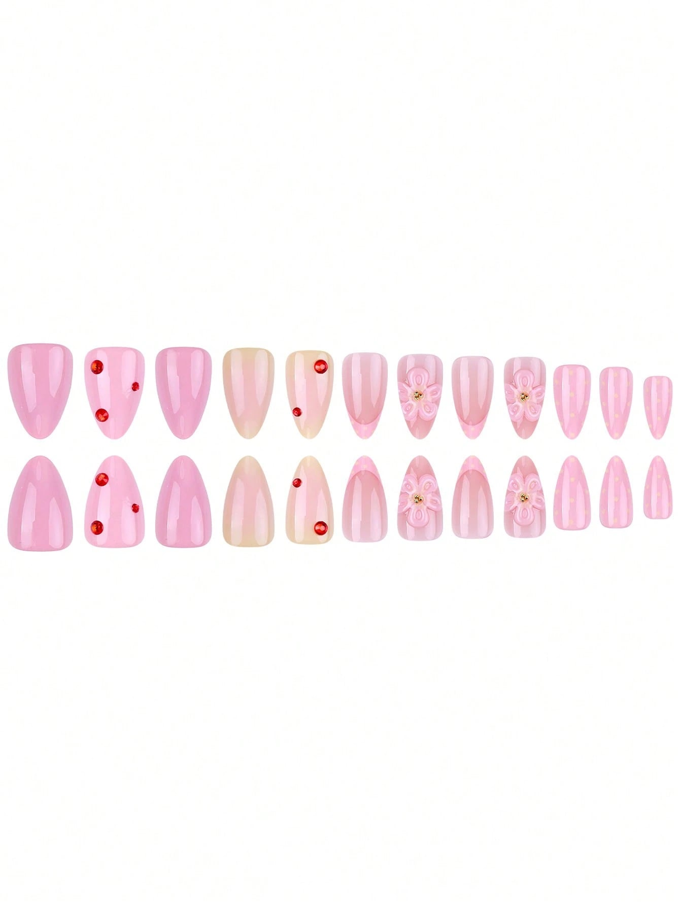 Rose Ombré - 24 PCS Medium Almond Press on Nails