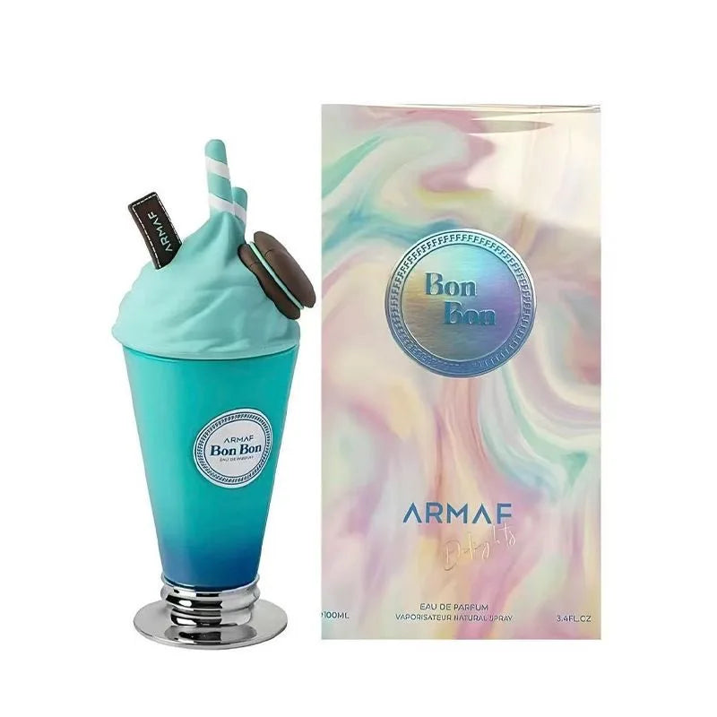 Armaf Bon Bon perfume bottle and packaging on a white background