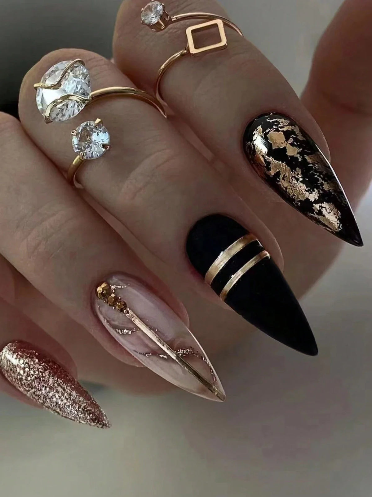 Around the World - 24 Set of Long Almond Press on Nails - GlamGrip Beauty