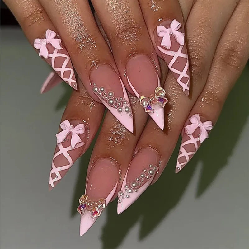 Ballerina - 24 Set Long Almond Press on Nails - GlamGrip Beauty