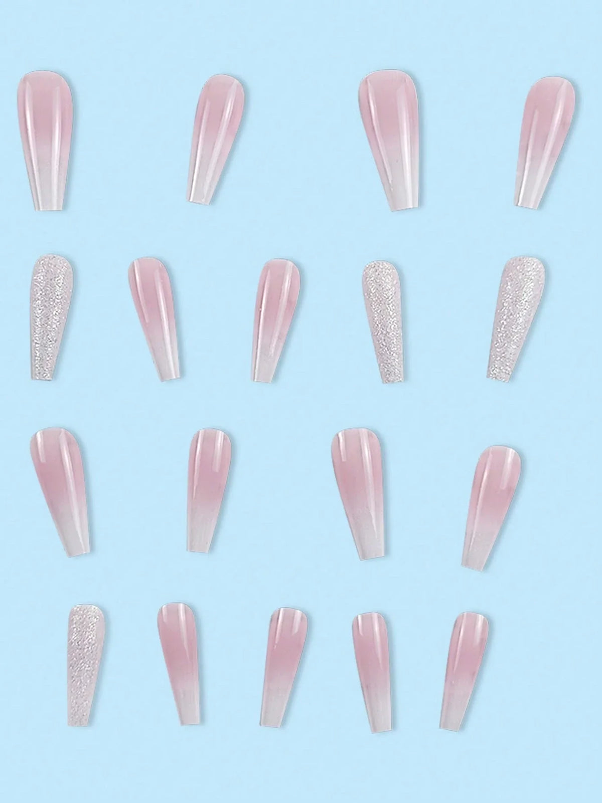 Crystal White - 24 Set Medium Square French Tip Press on Nails - GlamGrip Beauty
