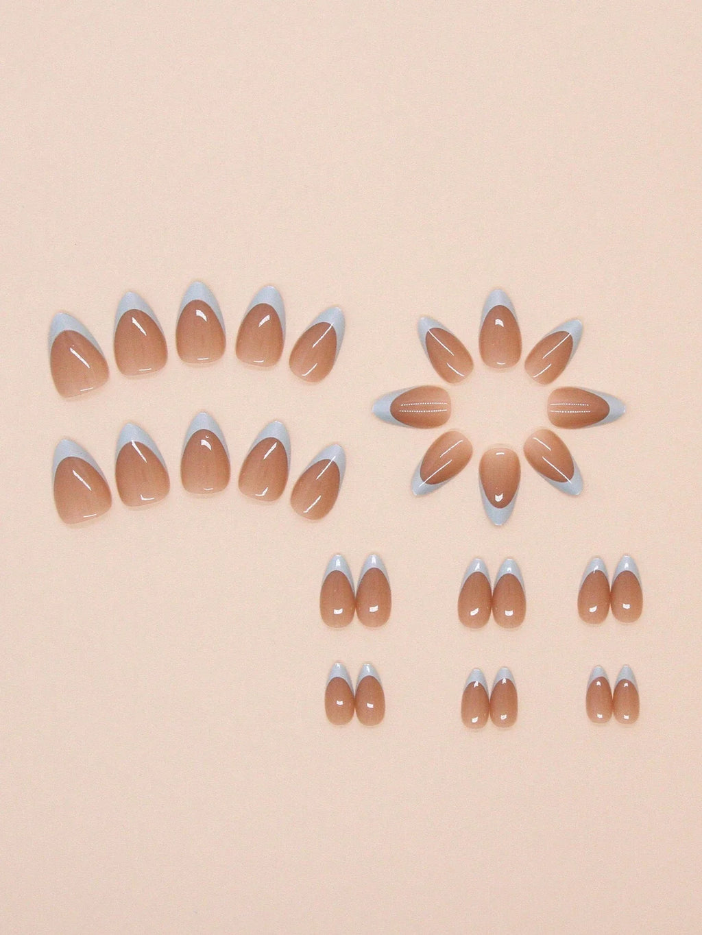 Set of nail designs on a beige background