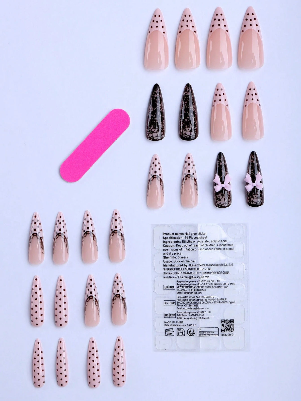 Girls Night - Long Almond Acrylic Press On Nails Set - GlamGrip Beauty