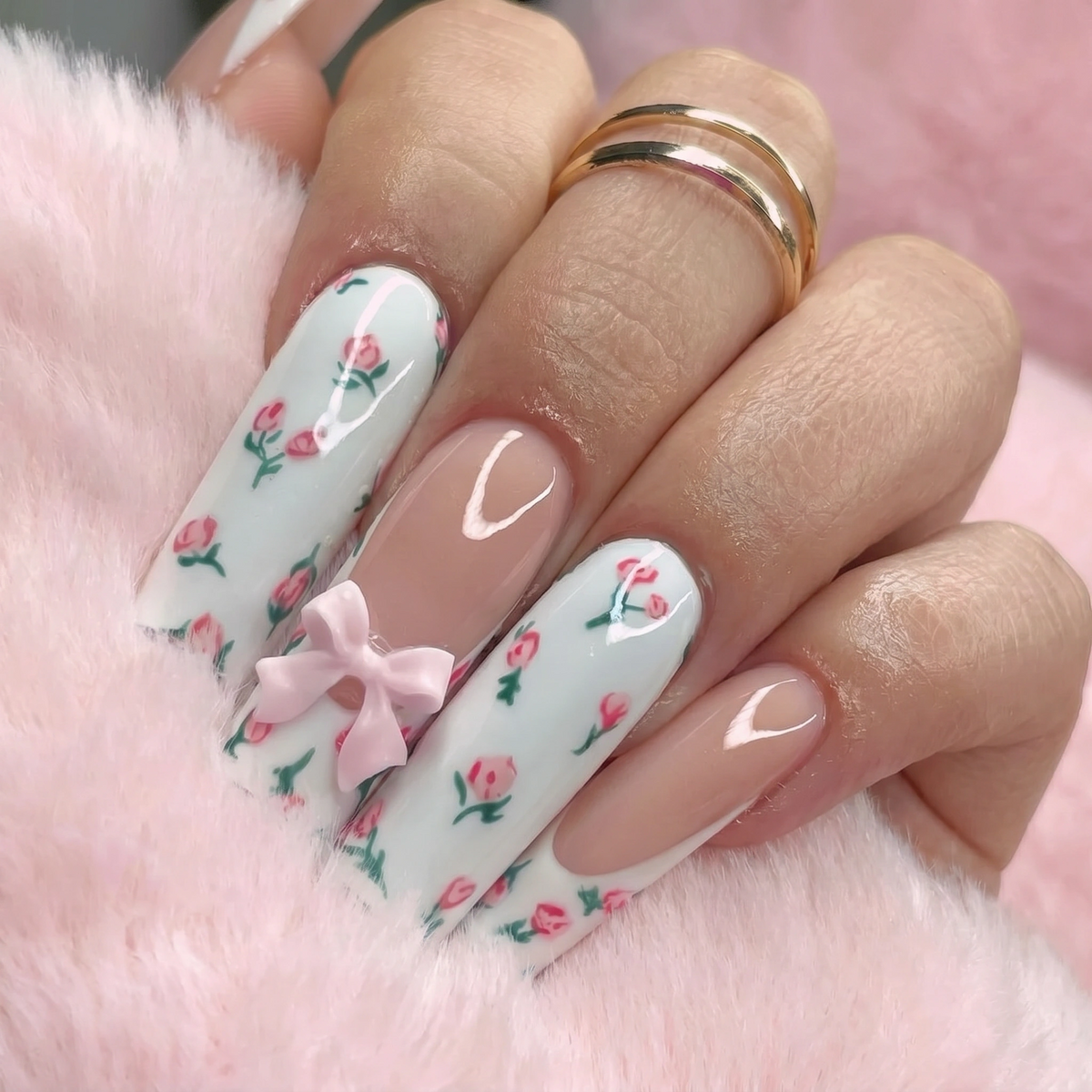 Bow & Bloom - 24 PCS Long Coffin Press on Nails - GlamGrip Beauty
