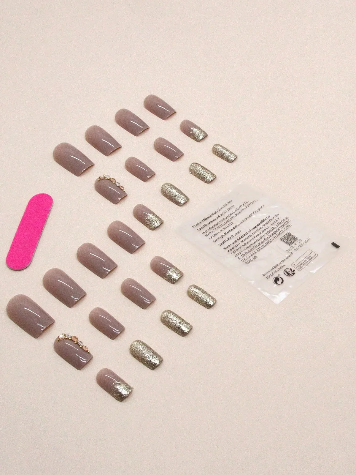 Glitter and Diamonds - 24 Set of Medium Press on Nails - GlamGrip Beauty