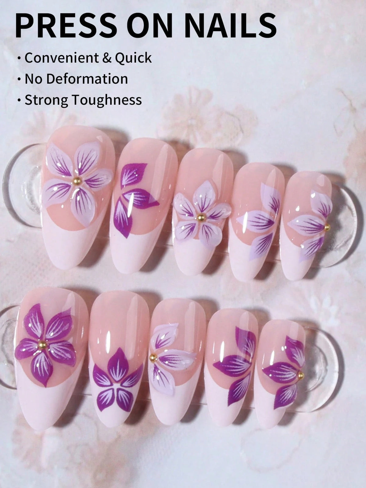 Purple Haze - Almond Shaped Press On Nails Set - GlamGrip Beauty