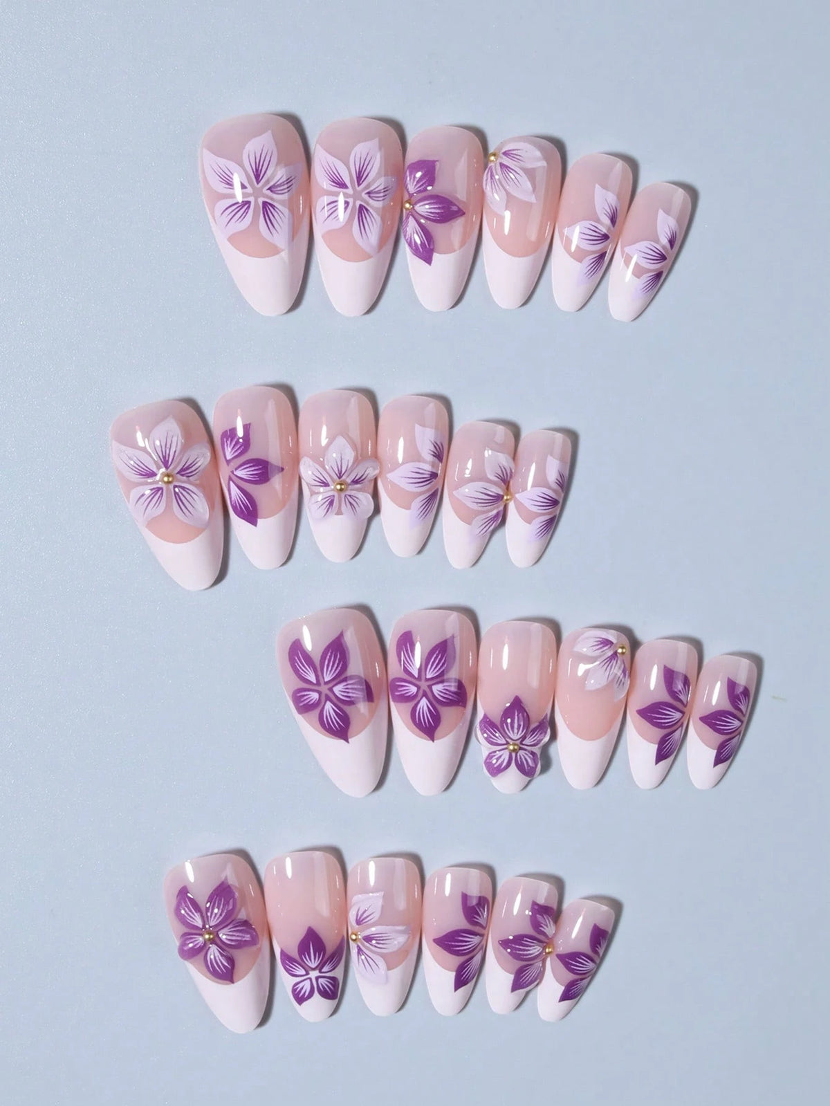 Purple Haze - Almond Shaped Press On Nails Set - GlamGrip Beauty