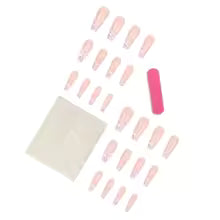 Ivory Bow - 24 PCS Long Square Press on Nails