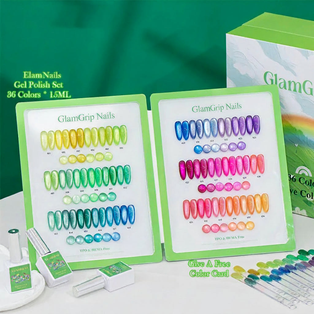 Spectrum Set - 36 Colour Cat's Eye Gel Polish Collection - GlamGrip Beauty