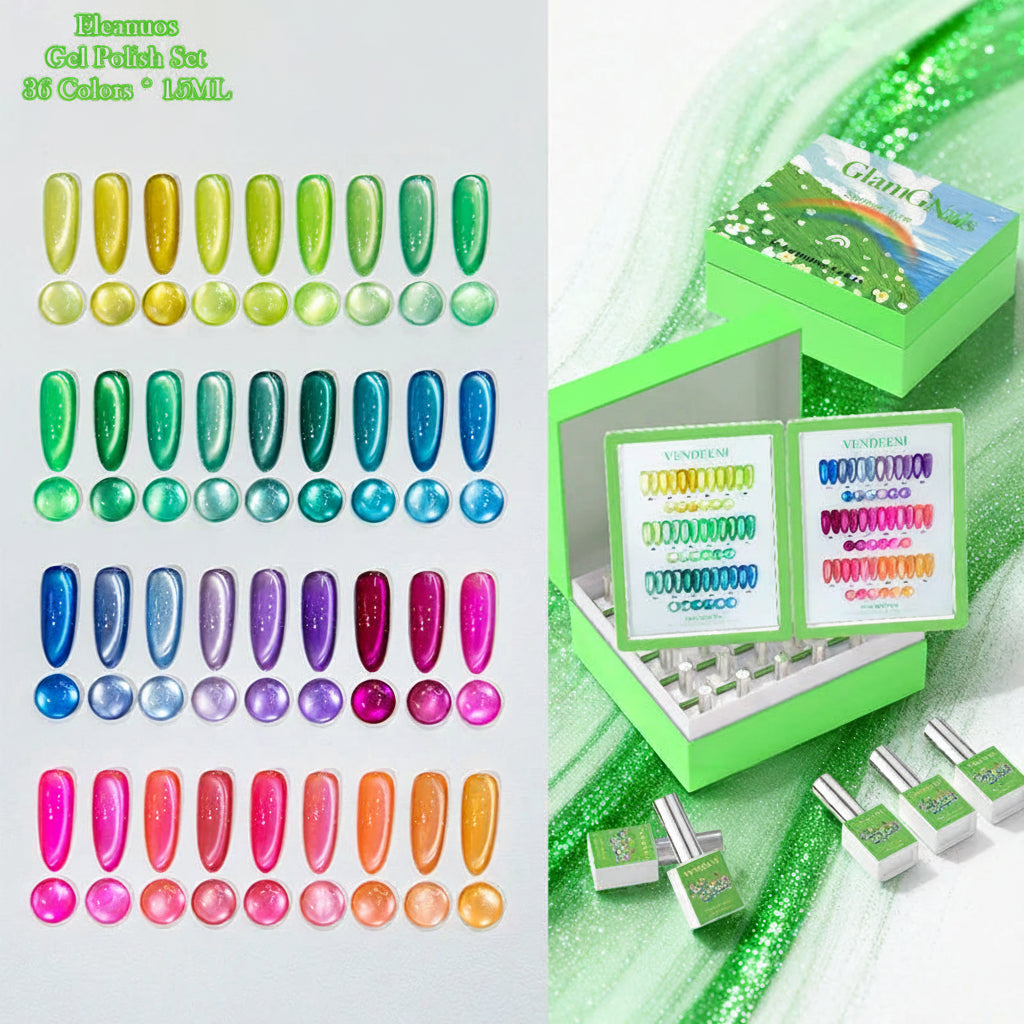 Spectrum Set - 36 Colour Cat's Eye Gel Polish Collection - GlamGrip Beauty