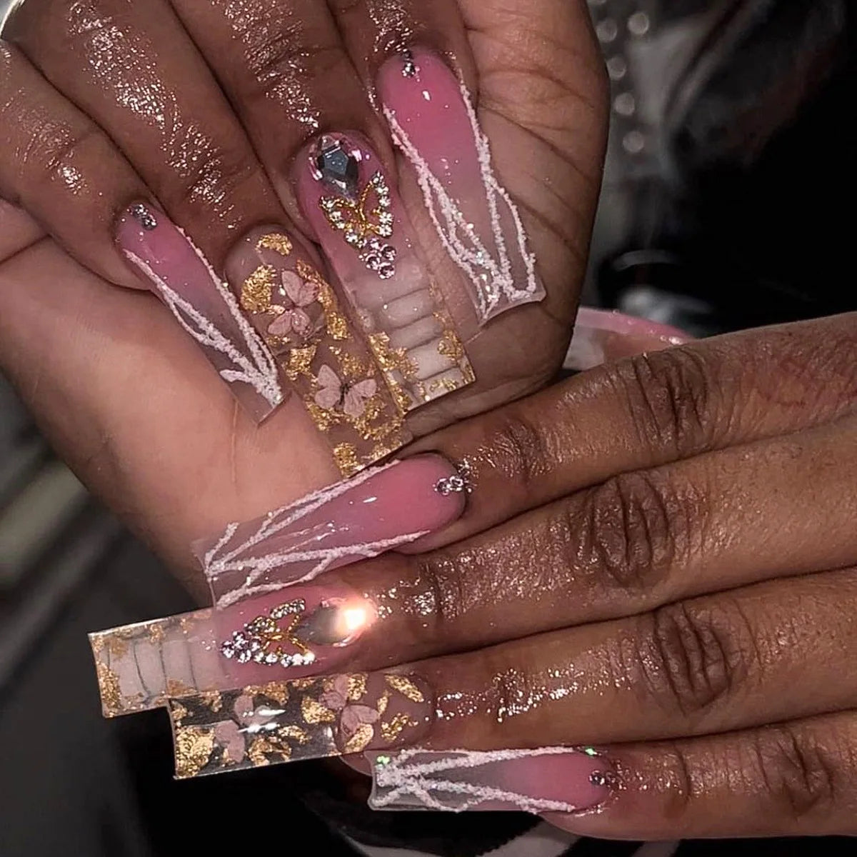 Crystal French - 24 PCS Long Square Press on Nails - GlamGrip Beauty