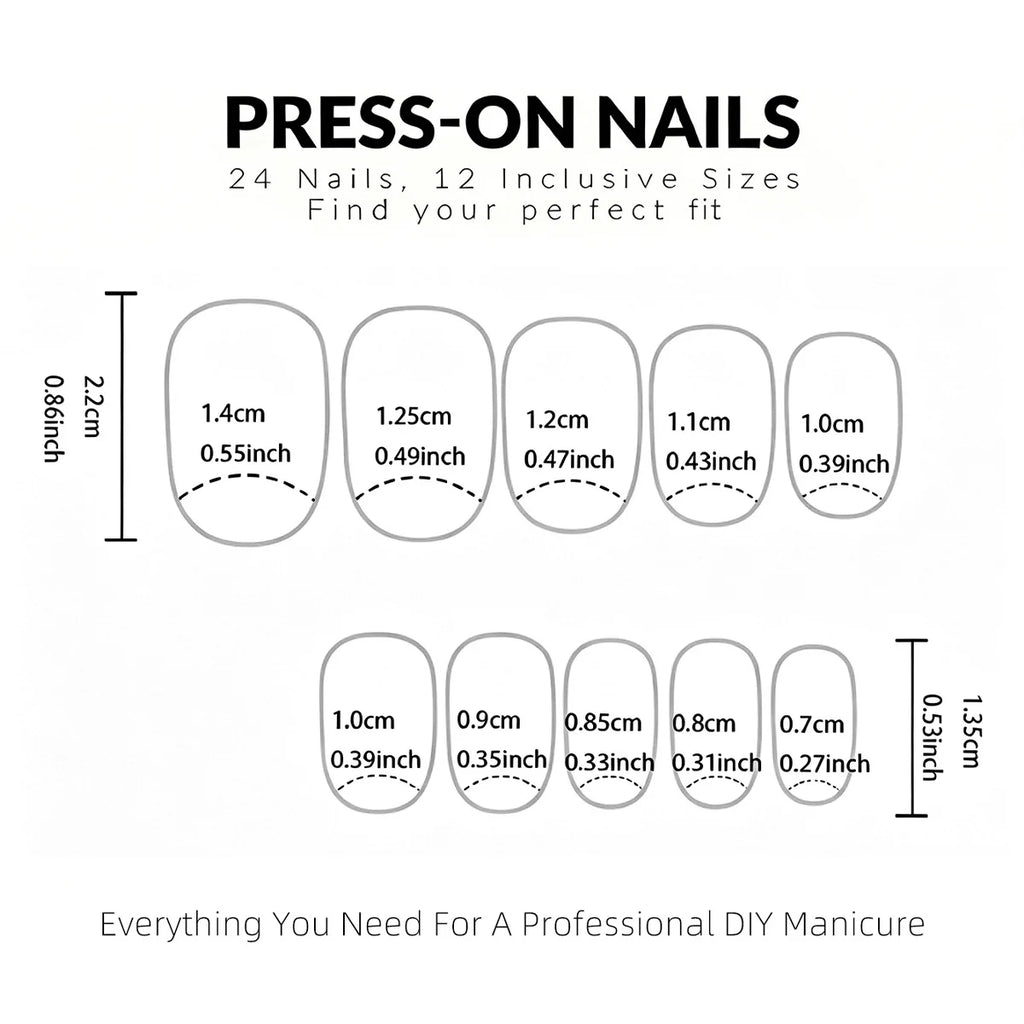 24 Piece Almond Press On Nails Starfish Beach Design Set