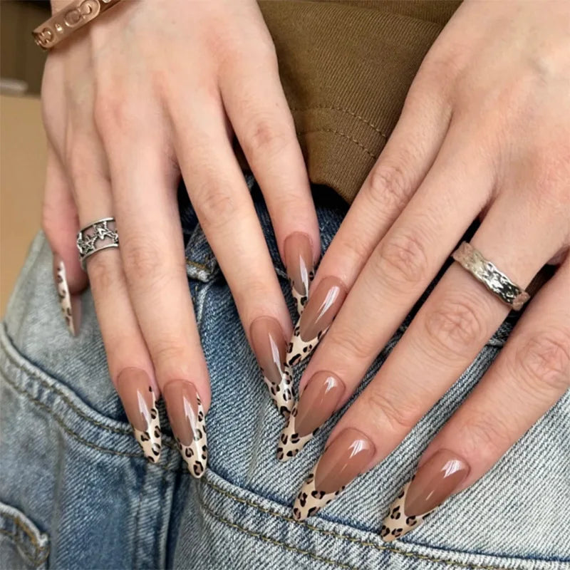 Long Stiletto Press On Nails With Flowers & Rhinestones - GlamGrip Beauty