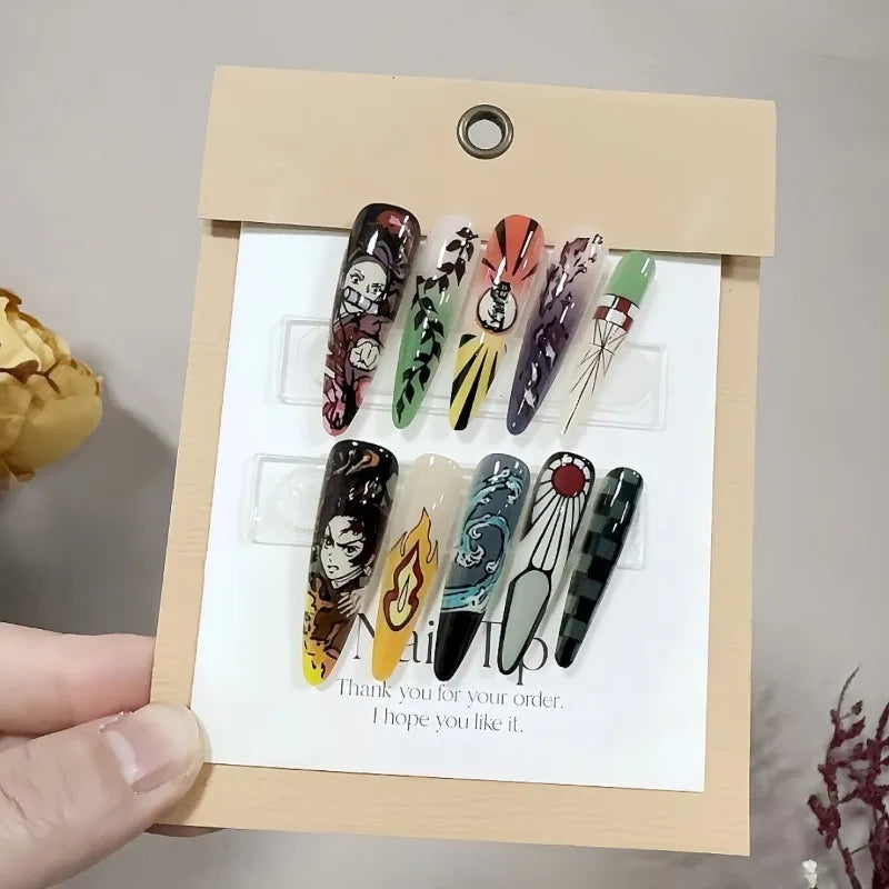 Demon Slayer Anime Extra Long Press On Nail Stickers - GlamGrip Beauty