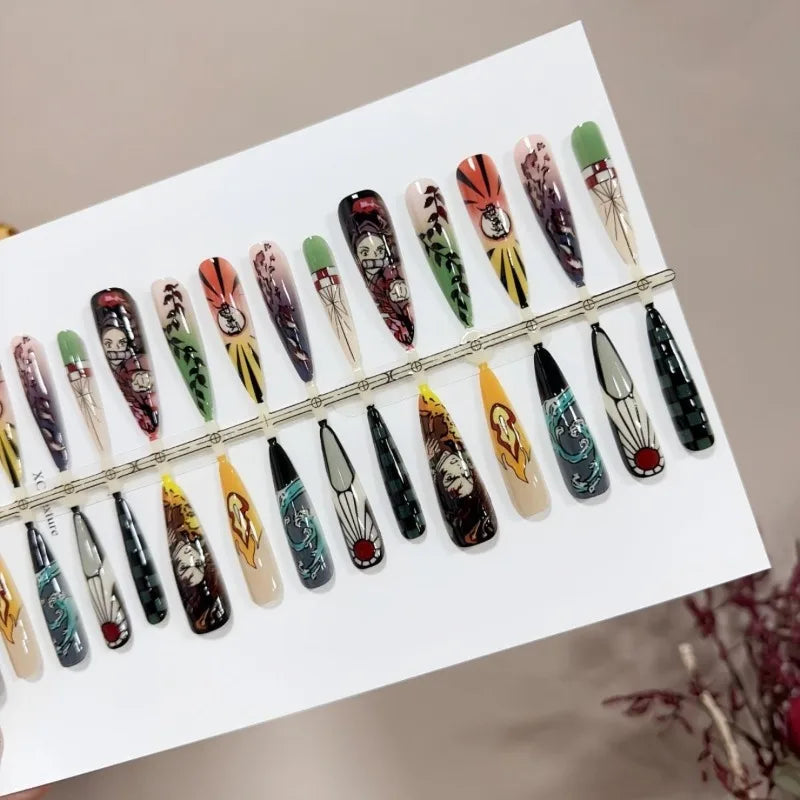 Demon Slayer Anime Extra Long Press On Nail Stickers - GlamGrip Beauty
