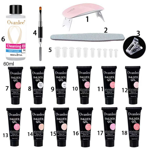18-Piece Polygel Nail Builder Kit with Mini UV/LED Lamp - GlamGrip Beauty