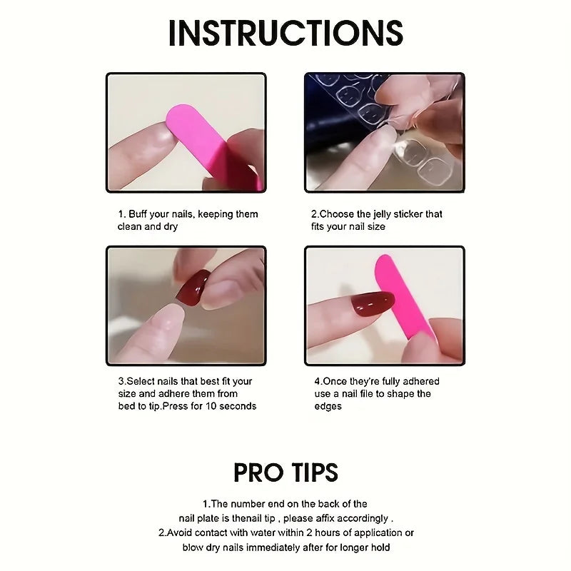 French 3D Gemstone Press-On Nails – Elegant Nail Art Set - GlamGrip Beauty