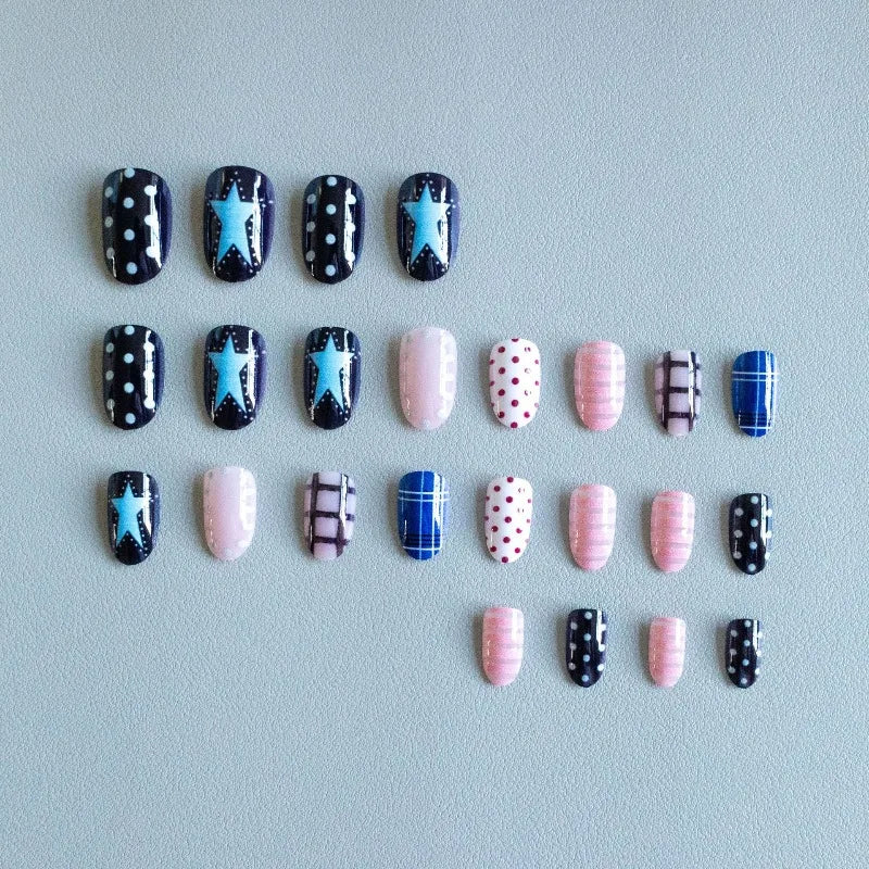 Pattern Play - 24 PCS Almond Press on Nails - GlamGrip Beauty