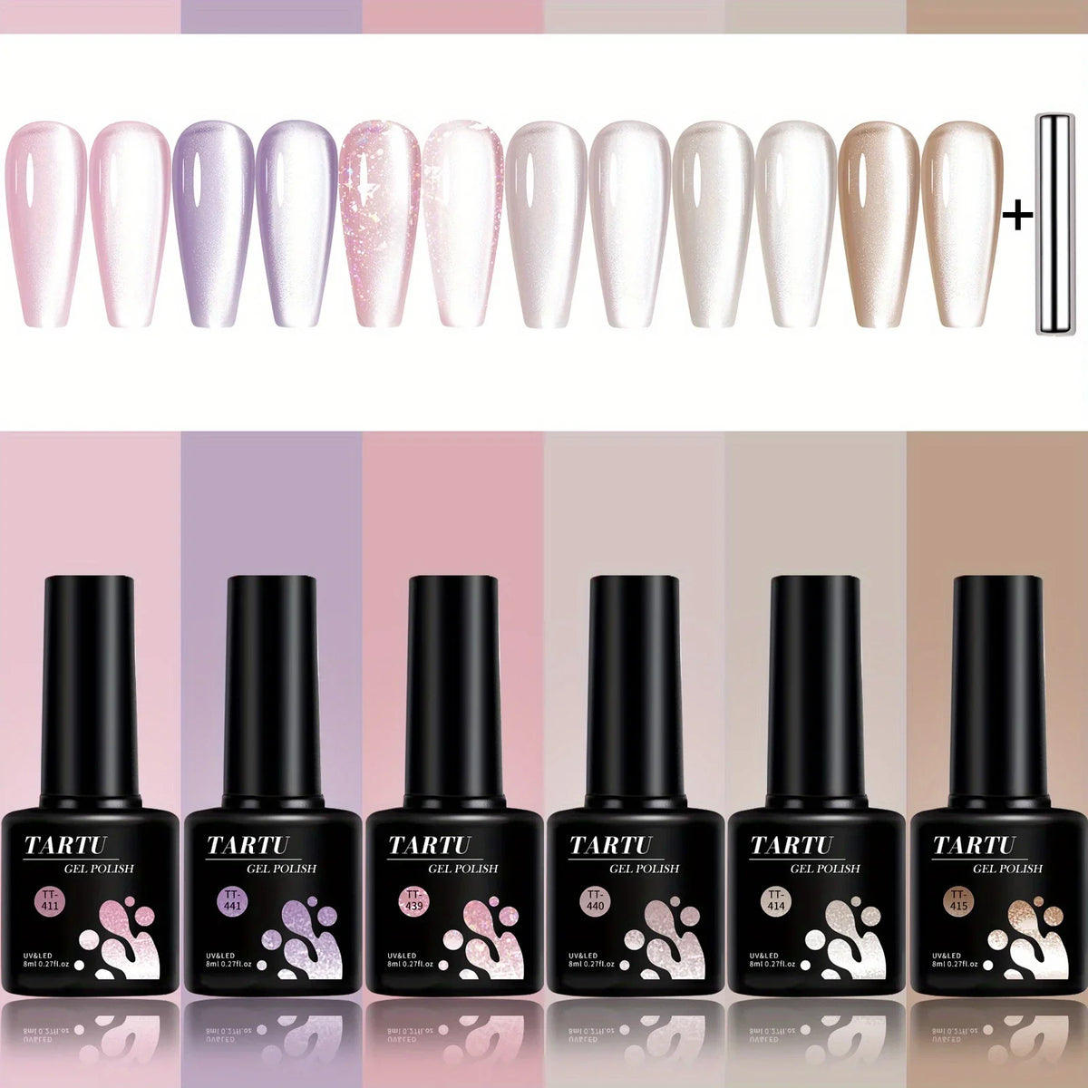 Cat Eye Gel Nail Polish Set 6 Colors – 8 ml Soak Off - GlamGrip Beauty