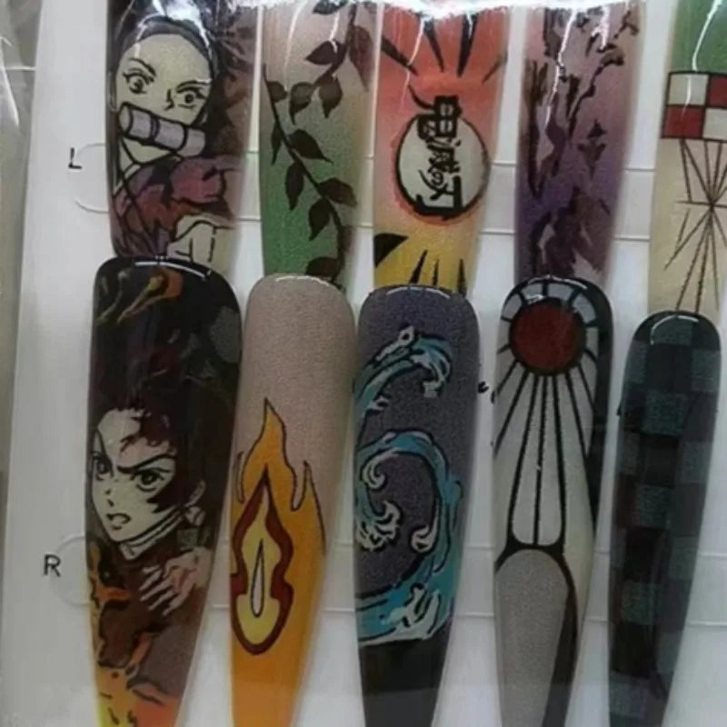 Demon Slayer Anime Extra Long Press On Nail Stickers - GlamGrip Beauty