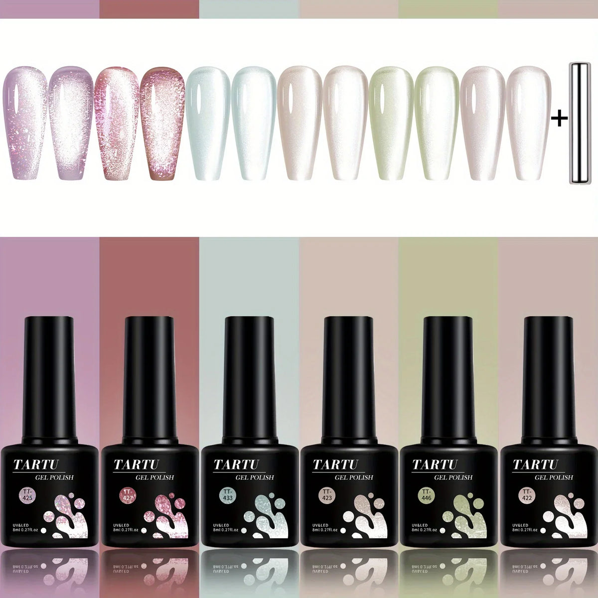 Cat Eye Gel Nail Polish Set 6 Colors – 8 ml Soak Off - GlamGrip Beauty