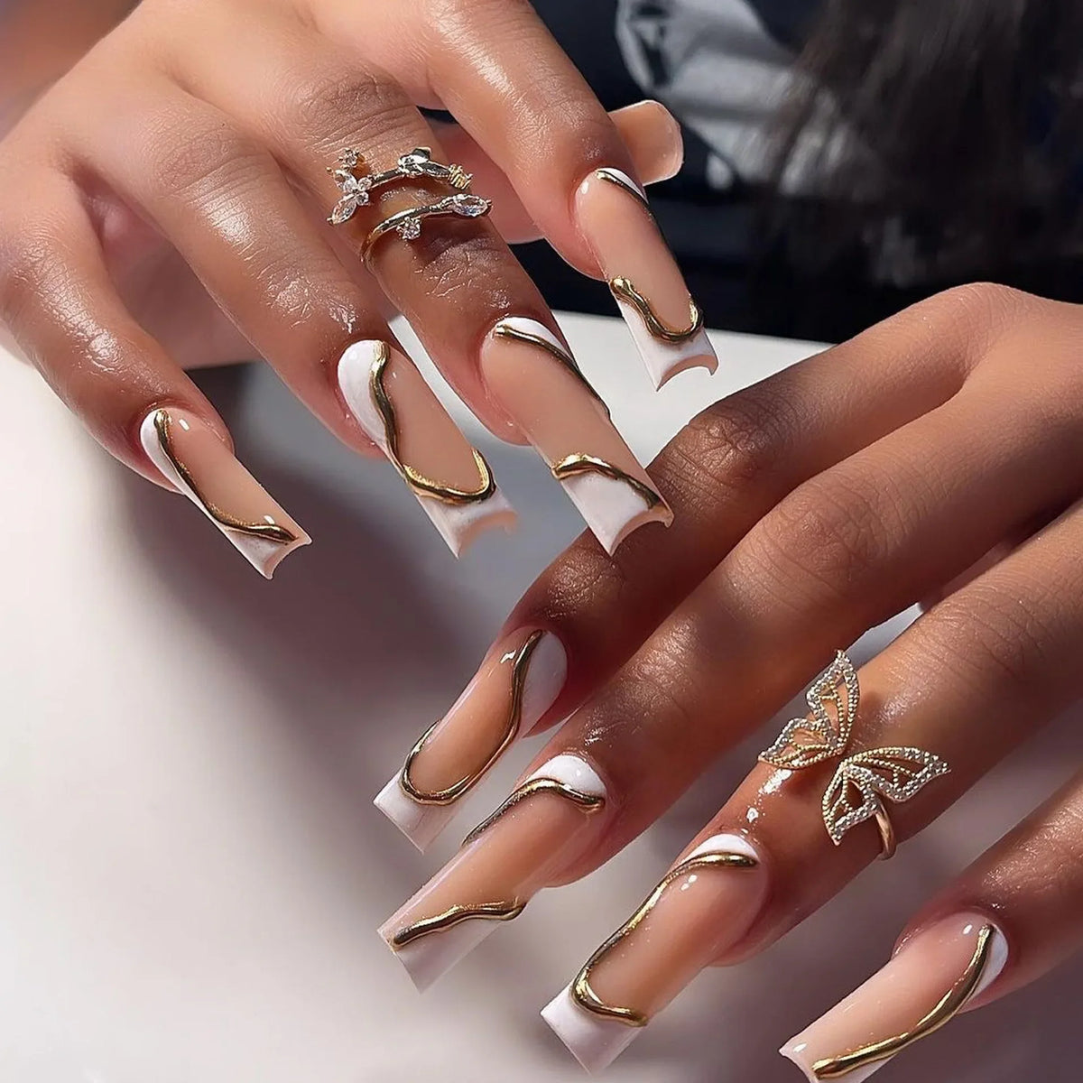 Nail Studio - 24 PCS Long Almond Press on Nails - GlamGrip Beauty