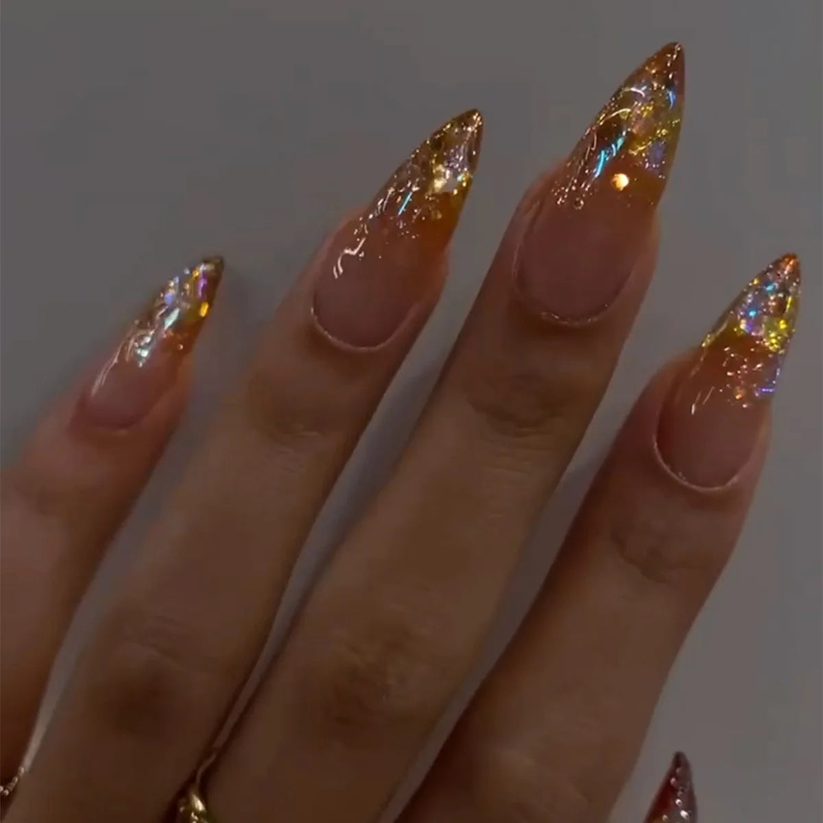 Long Stiletto Press On Nails With Flowers & Rhinestones - GlamGrip Beauty