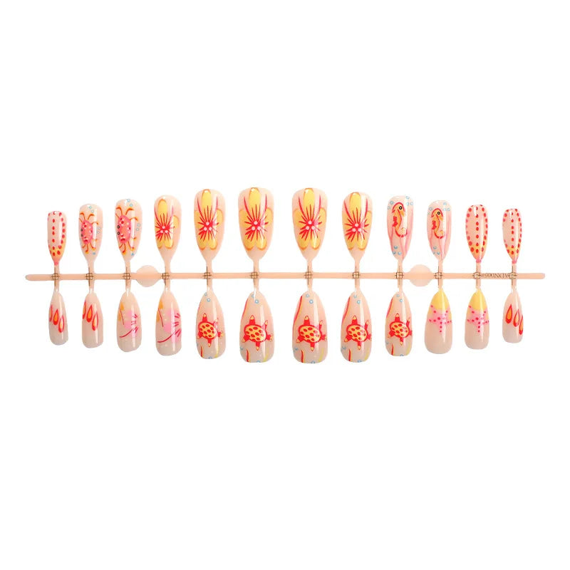 Ocean Star - 24 PCS Full Cover Press on Nails - GlamGrip Beauty