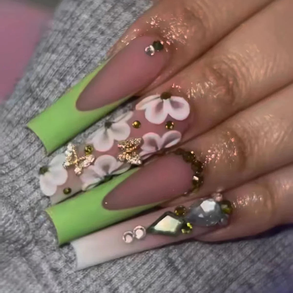 Nail Studio - 24 PCS Long Almond Press on Nails - GlamGrip Beauty