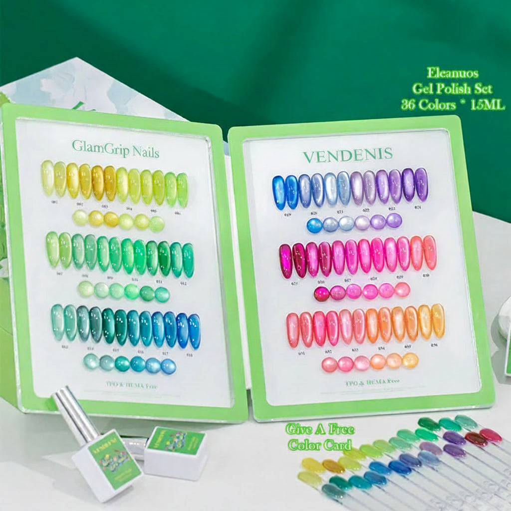 Spectrum Set - 36 Colour Cat's Eye Gel Polish Collection - GlamGrip Beauty