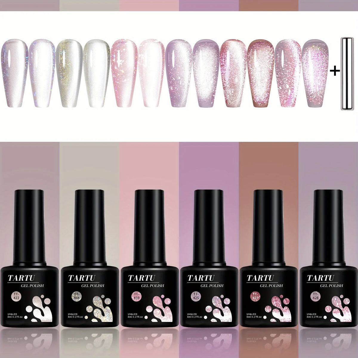 Cat Eye Gel Nail Polish Set 6 Colors – 8 ml Soak Off - GlamGrip Beauty
