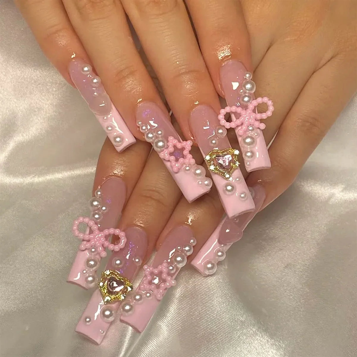 Tiny Dancer - 24 PCS Long Square Press on Nails - GlamGrip Beauty