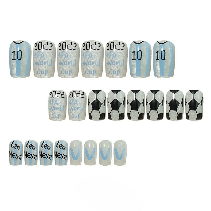 Argentina Soccer #10 Fan Press-On Nails Short Square 24pk - GlamGrip Beauty