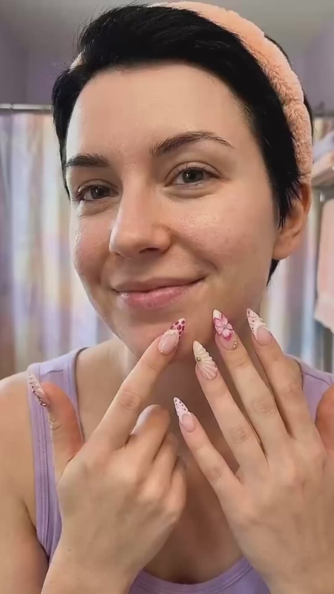 SeaShell - 24 Set French Almond Press on Nails